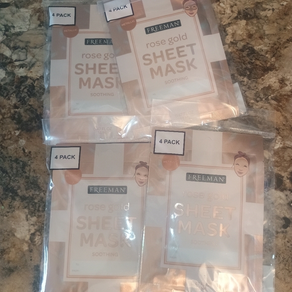 16 Rose Gold Face Mask Sheet Mask Soothing. Four Packs Of Four New - Picture 2 of 2